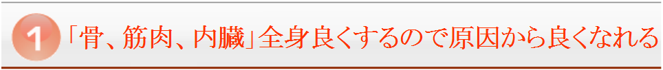 骨、筋肉、内臓全部良くなるので原因から良くなれる